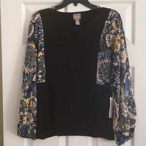 Chico’s Floral Drops Bishop-Sleeve Top